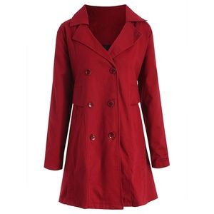 Plus Size Fitted Red Double Button Detail Jacket